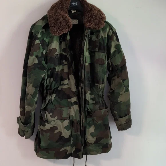 Camouflage Parka Siberian Military Surplus with Wool Fur Collar Russian Costume - Picture 1 of 5